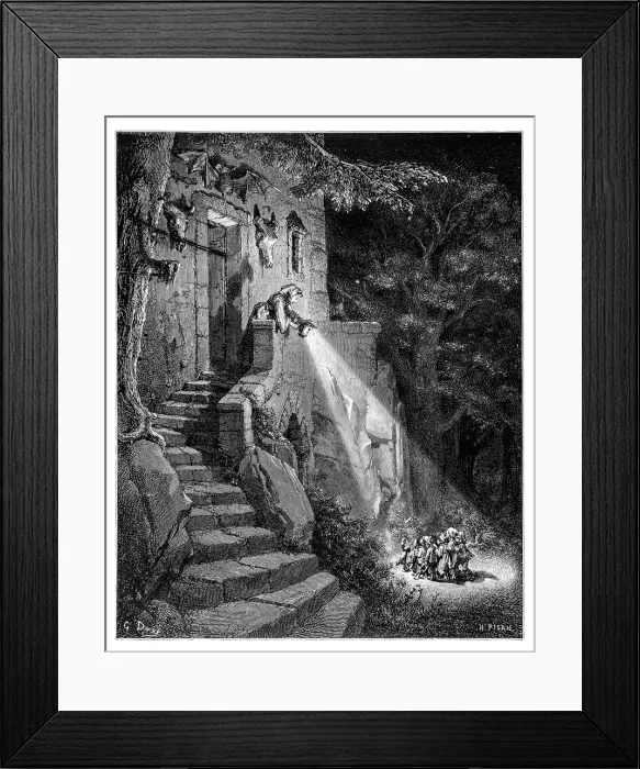 Framed Print : Little Tom Thumb tale engraving Framed Print : Little Tom Thumb tale engraving