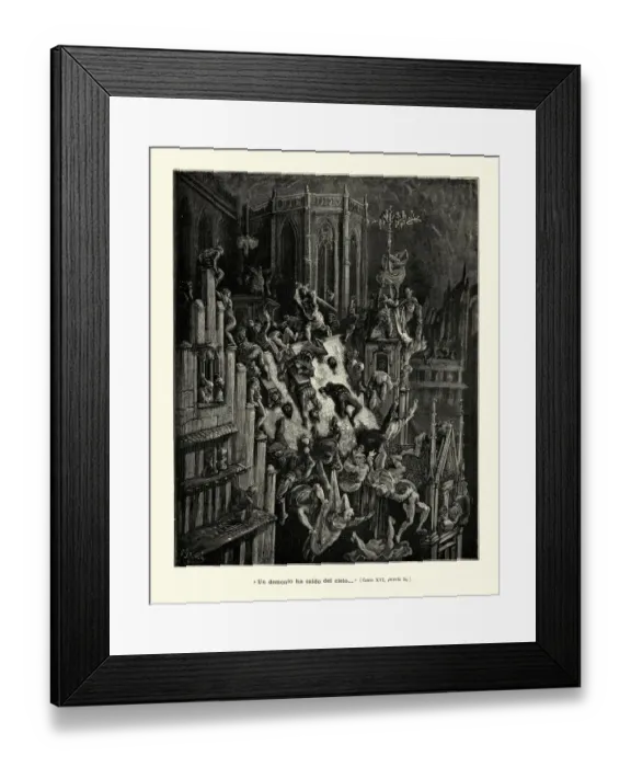 Framed Print : Knight slaughtering inhabitants of a medieval city. Orlando Furioso