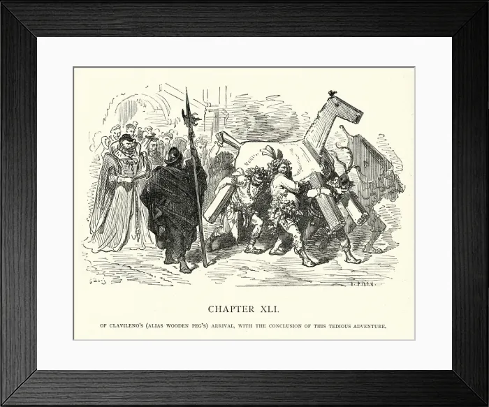 Framed Print : Don Quixote - Of Clavilenos (Alias wooden peg s) arrival Framed Print : Don Quixote - Of Clavilenos (Alias wooden peg s) arrival