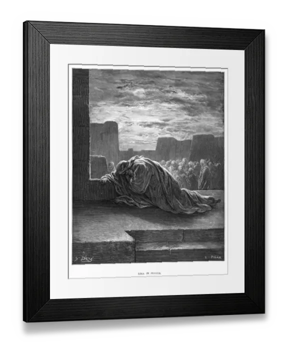 Framed Print : Ezra in prayer engraving 1870 Framed Print : Ezra in prayer engraving 1870