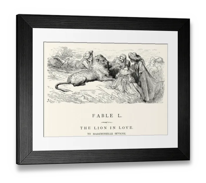 Framed Print : La Fontaines Fables - The Lion in Love Framed Print : La Fontaines Fables - The Lion in Love