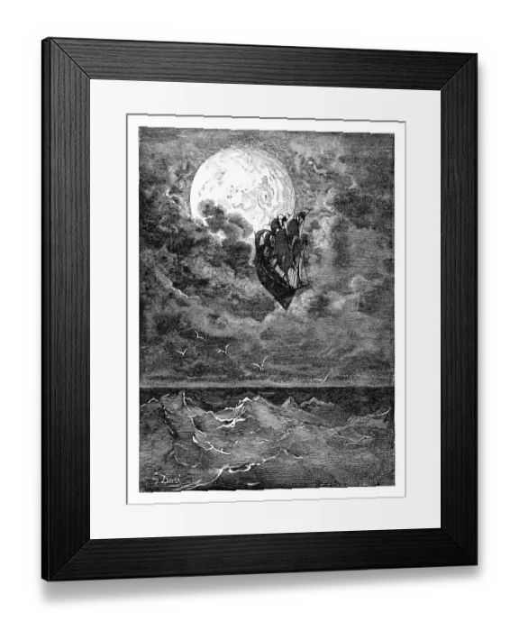 Framed Print : Baron Munchausen ship engraving Framed Print : Baron Munchausen ship engraving