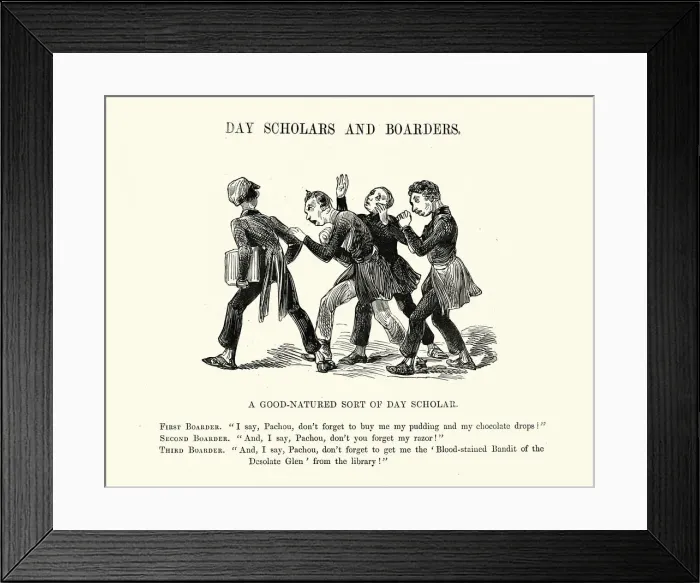 Framed Print : Cartoon of boarding school schoolboys, by Gustave Dore, 19th Century caricature Framed Print : Cartoon of boarding school schoolboys, by Gustave Dore, 19th Century caricature