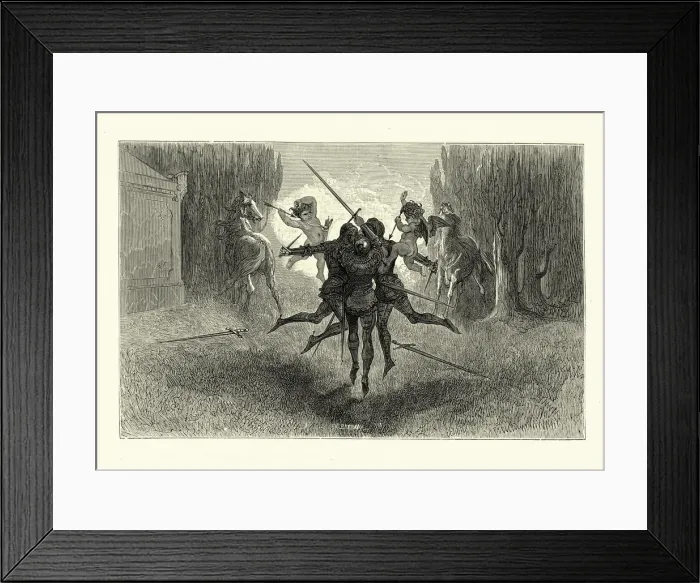 Framed Print : Conflagration of the knights, rivals in love, fantasy, medieval romance Framed Print : Conflagration of the knights, rivals in love, fantasy, medieval romance