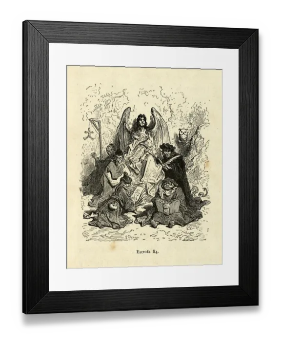 Framed Print : Devil watching of the work of bureaucrats writing reports Framed Print : Devil watching of the work of bureaucrats writing reports