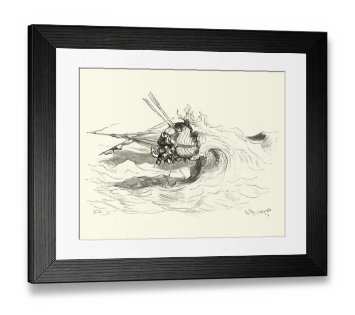 Framed Print : Adventures of Baron Munchausen, boat overturned Framed Print : Adventures of Baron Munchausen, boat overturned