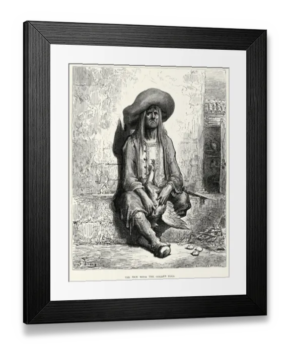 Framed Print : La Fontaines Fables - Hen with the Golden Eggs