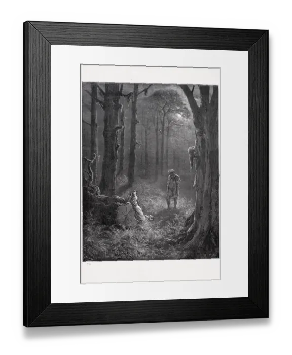 Framed Print : Lovers in the moonlit forest