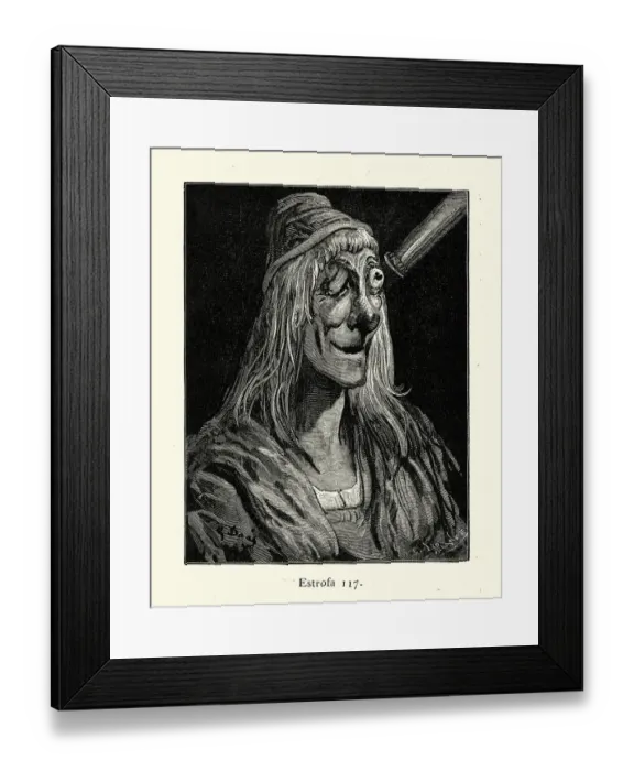 Framed Print : Mad eye astronomer looking through telescope, crazy eye, fantasy character Framed Print : Mad eye astronomer looking through telescope, crazy eye, fantasy character