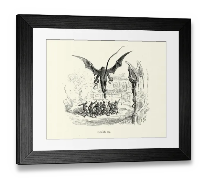Framed Print : Demons overlooking a trial by combat of knights Framed Print : Demons overlooking a trial by combat of knights