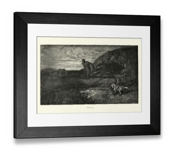 Framed Print : Fantasy, Knight challenging a giant to battle. Orlando Furioso Framed Print : Fantasy, Knight challenging a giant to battle. Orlando Furioso