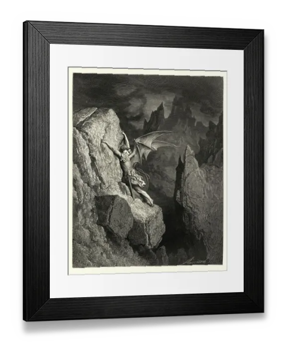 Framed Print : Miltons Paradise Lost - Gustave Dore pursues his way Framed Print : Miltons Paradise Lost - Gustave Dore pursues his way