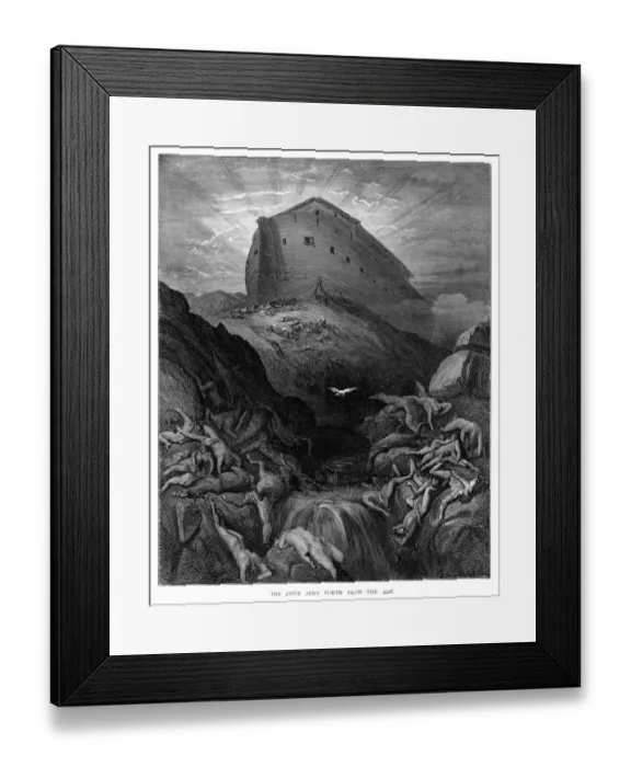 Framed Print : The dove sent from the ark engraving 1870 Framed Print : The dove sent from the ark engraving 1870