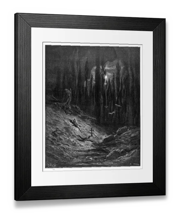 Framed Print : The vigil of the grave engraving 1870 Framed Print : The vigil of the grave engraving 1870