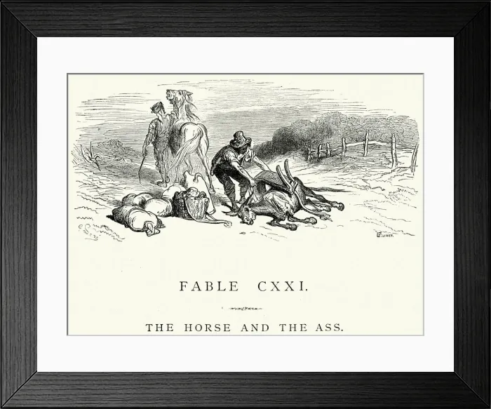 Framed Print : La Fontaines Fables - Horse and the Ass Framed Print : La Fontaines Fables - Horse and the Ass