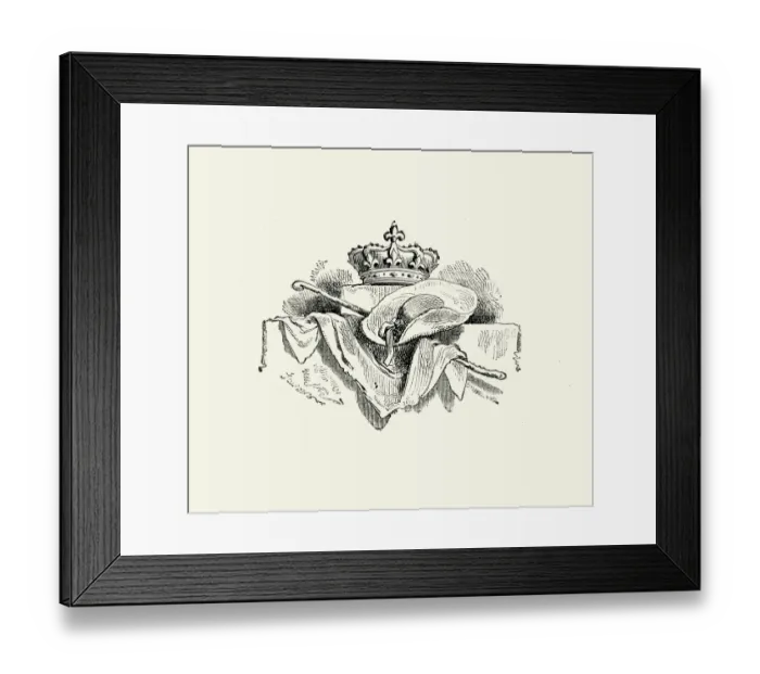 Framed Print : La Fontaines Fables - Crown and royal regalia Framed Print : La Fontaines Fables - Crown and royal regalia