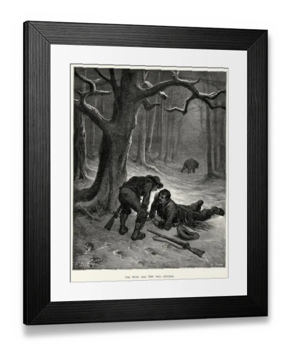 Framed Print : La Fontaines Fables - Bear and the Two Friends Framed Print : La Fontaines Fables - Bear and the Two Friends