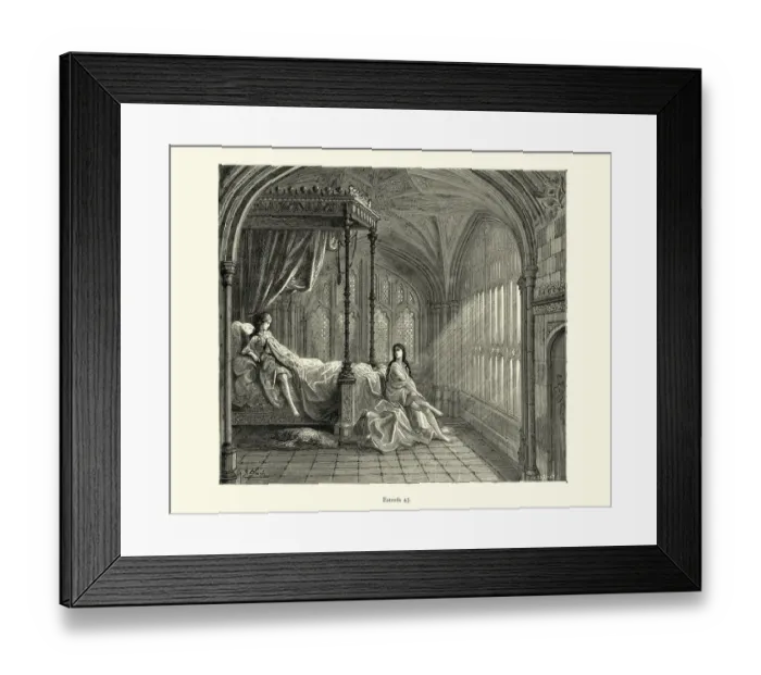 Framed Print : Bradamante and the maiden in bed, medieval chivalric romance Framed Print : Bradamante and the maiden in bed, medieval chivalric romance