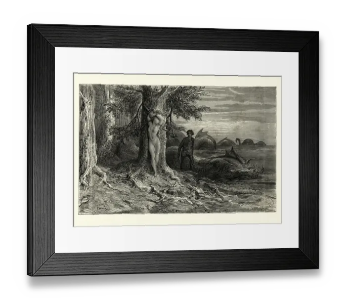 Framed Print : Mythology, Hero rescuing the maiden from sea monster. Orlando Furioso Framed Print : Mythology, Hero rescuing the maiden from sea monster. Orlando Furioso