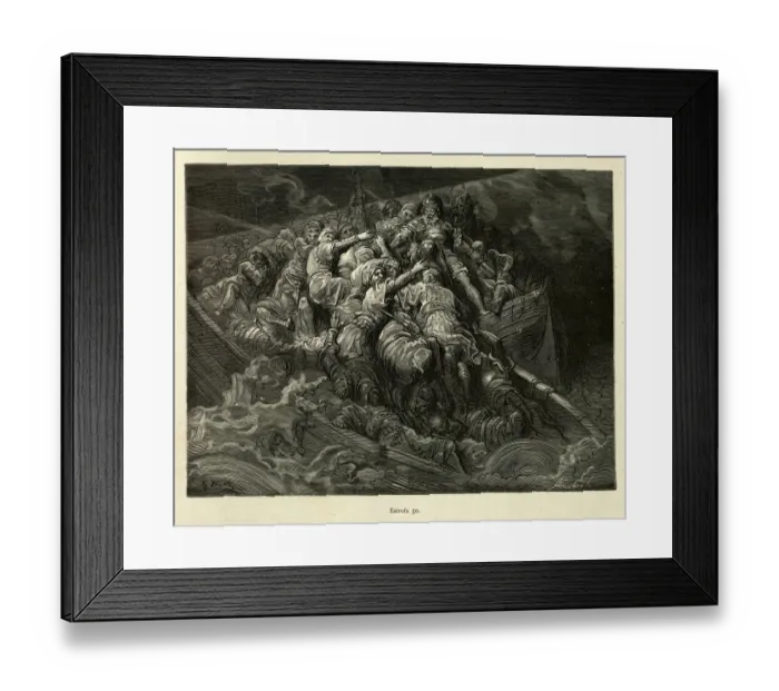 Framed Print : Medieval sailors scrambling to get off a sinking ship Framed Print : Medieval sailors scrambling to get off a sinking ship