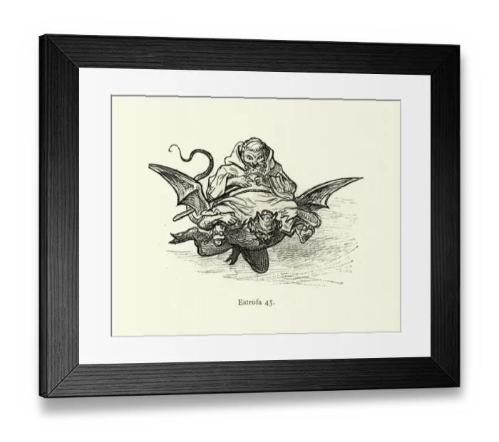 Framed Print : Evil monk flying on back of a demon. Fantasy Framed Print : Evil monk flying on back of a demon. Fantasy