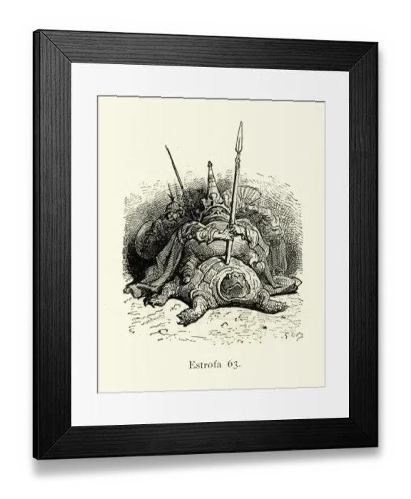 Framed Print : Mythical toad goblin warrior monster riding tortoise Framed Print : Mythical toad goblin warrior monster riding tortoise