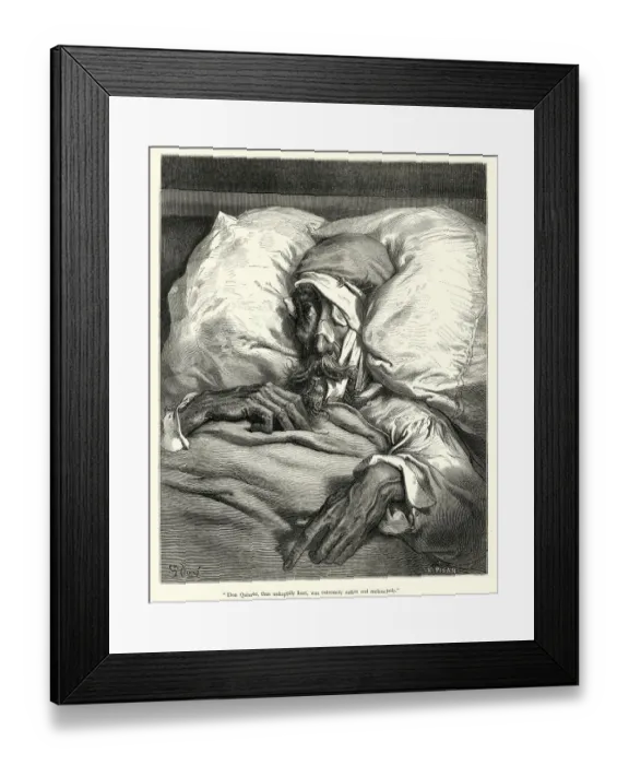 Framed Print : Don Quixote, thus unhappily hurt, was extremely sullen and melancholy Framed Print : Don Quixote, thus unhappily hurt, was extremely sullen and melancholy