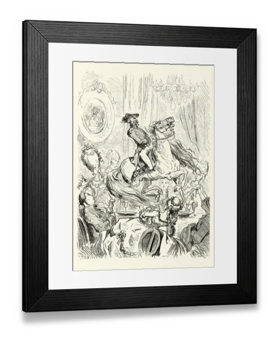 Framed Print : Adventures of Baron Munchausen him mount the tea table Framed Print : Adventures of Baron Munchausen him mount the tea table