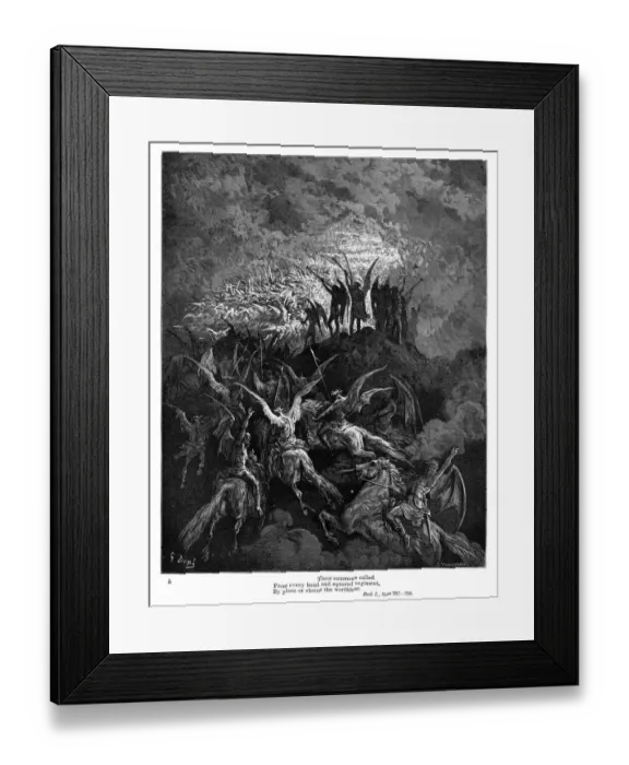 Framed Print : MIlton Paradise summoned regiments 1885 Framed Print : MIlton Paradise summoned regiments 1885