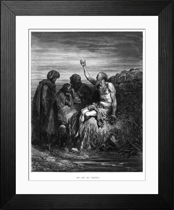 Framed Print : Job and his friends engraving 1870 Framed Print : Job and his friends engraving 1870
