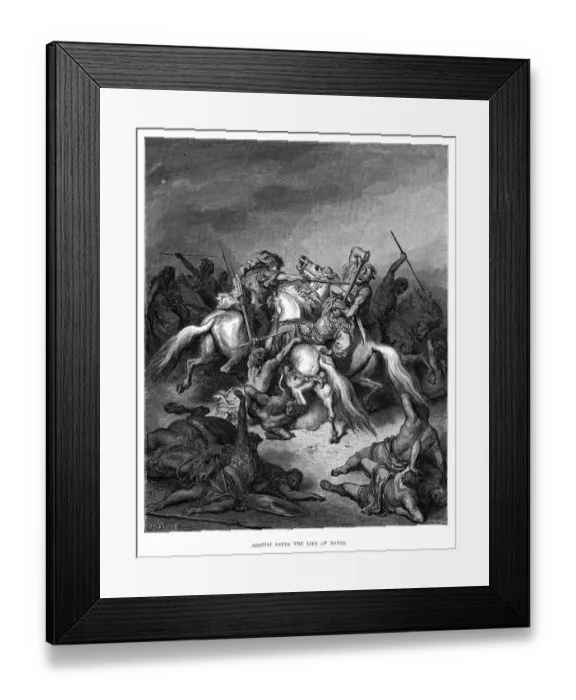 Framed Print : Abishai saves the life of David engraving 1870