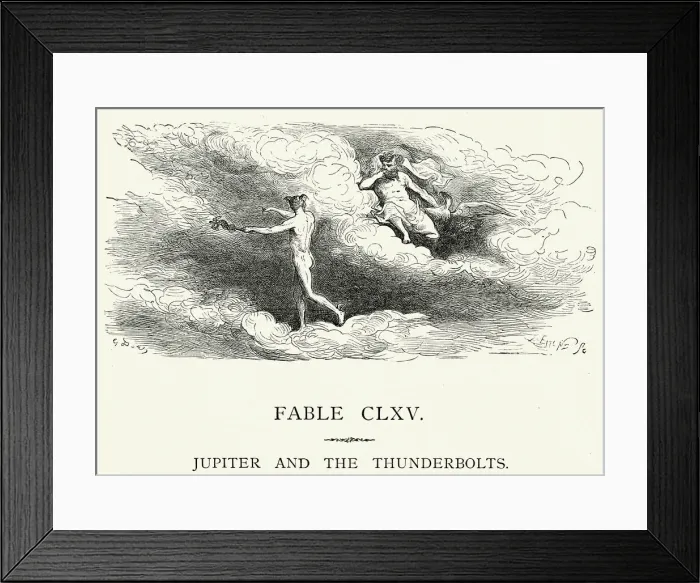 Framed Print : La Fontaines Fables - Jupiter and the Thunderbolts Framed Print : La Fontaines Fables - Jupiter and the Thunderbolts