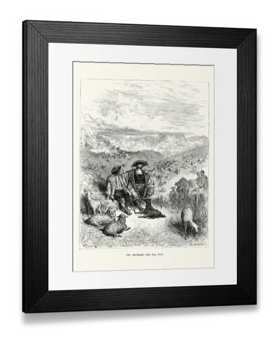 Framed Print : La Fontaines Fables - Shepherd and the King Framed Print : La Fontaines Fables - Shepherd and the King