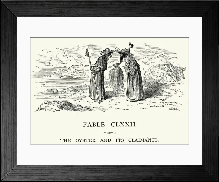 Framed Print : La Fontaines Fables - The Oyster and its Claimants Framed Print : La Fontaines Fables - The Oyster and its Claimants
