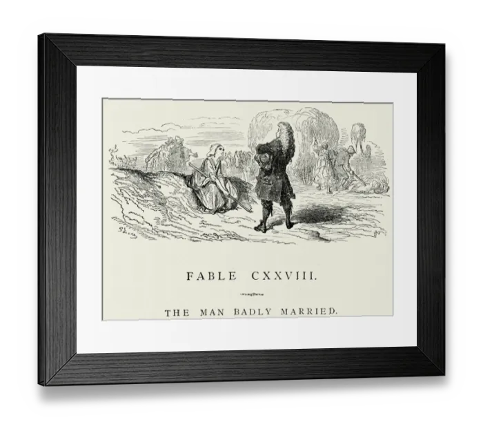 Framed Print : La Fontaines Fables - The Man badly Married Framed Print : La Fontaines Fables - The Man badly Married