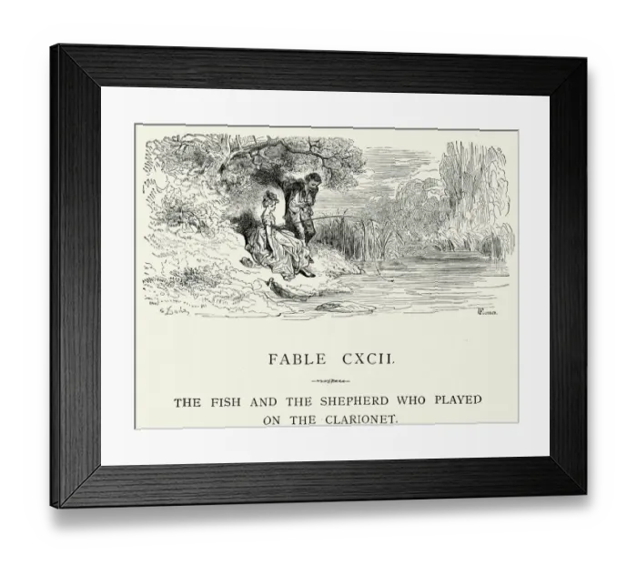 Framed Print : La Fontaines Fables - Fish and the Shepherd Framed Print : La Fontaines Fables - Fish and the Shepherd