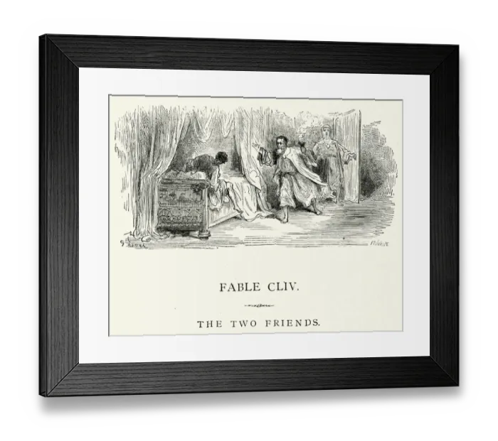 Framed Print : La Fontaines Fables - The Two Friends Framed Print : La Fontaines Fables - The Two Friends
