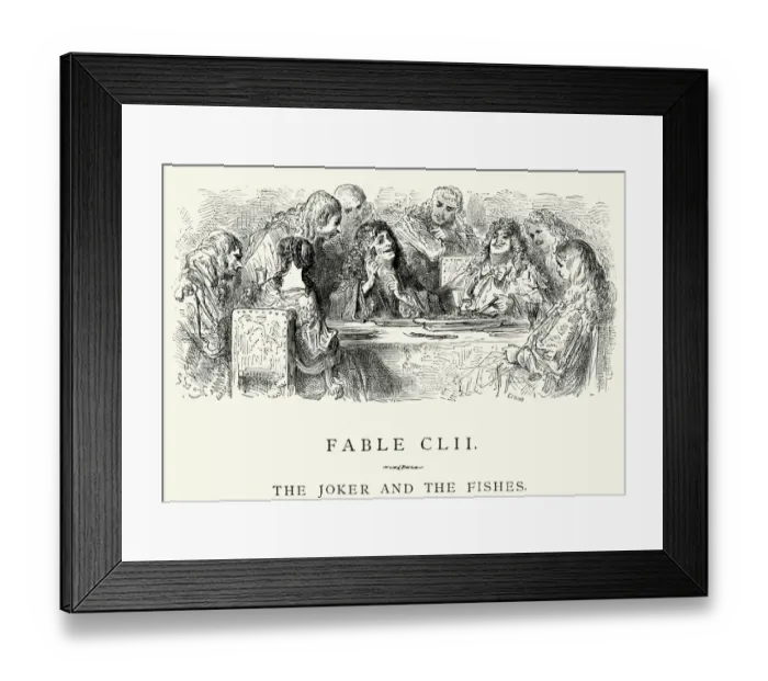 Framed Print : La Fontaines Fables - Joker and the Fishes Framed Print : La Fontaines Fables - Joker and the Fishes
