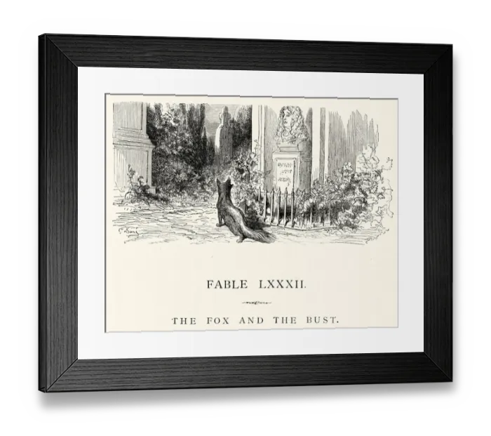 Framed Print : La Fontaines Fables - Fox and the Bust Framed Print : La Fontaines Fables - Fox and the Bust