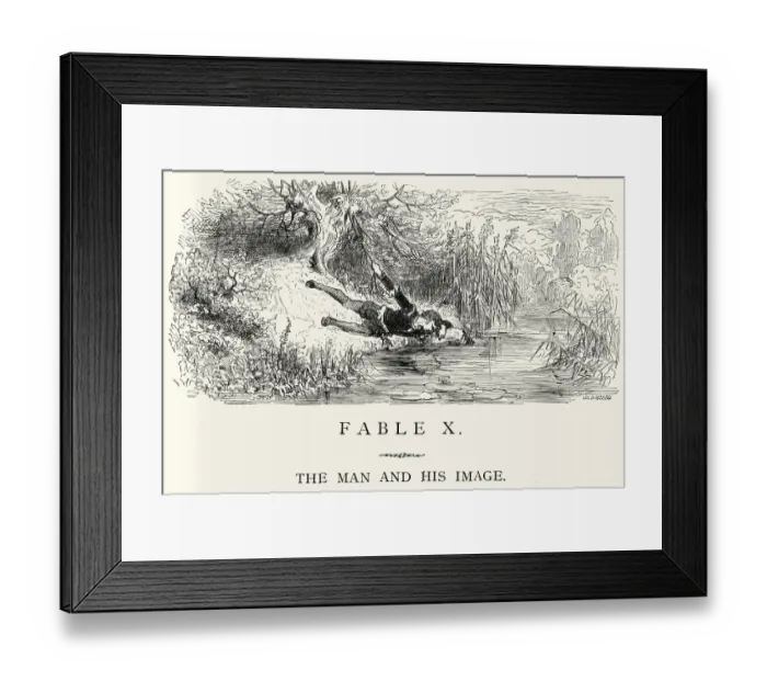 Framed Print : La Fontaines Fables - The Man and his Image Framed Print : La Fontaines Fables - The Man and his Image