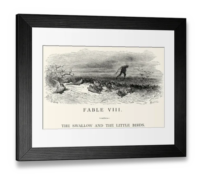 Framed Print : La Fontaines Fables - Swallow and the Little Birds Framed Print : La Fontaines Fables - Swallow and the Little Birds