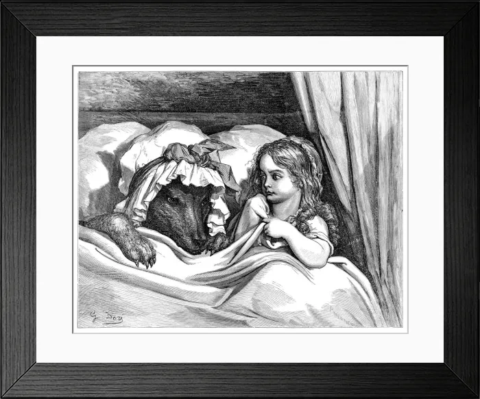 Framed Print : Little Red ridding hood and the wolf Framed Print : Little Red ridding hood and the wolf