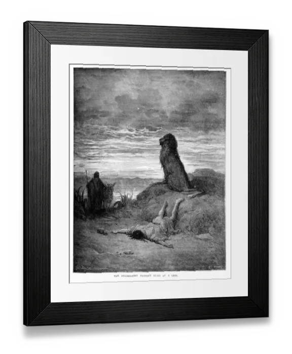 Framed Print : Disobedient Prophet slain by a Lion Framed Print : Disobedient Prophet slain by a Lion