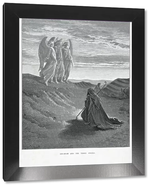 Abraham. ' Abraham and the three angels. Engraving from 1870