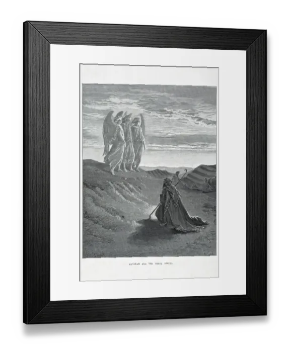 Framed Print : Abraham and the three angels. Engraving from 1870 Framed Print : Abraham and the three angels. Engraving from 1870