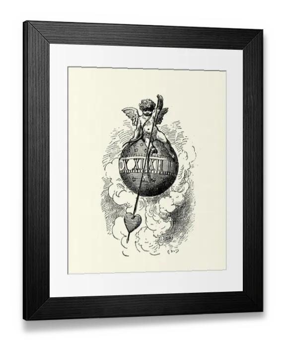 Framed Print : Cupids clock of Love, Time sphere Framed Print : Cupids clock of Love, Time sphere