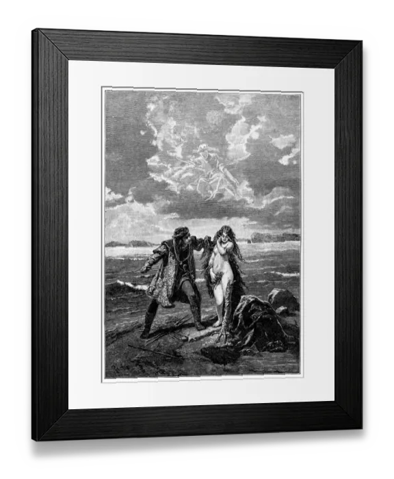 Framed Print : The water fairy and the prince, fantasy story Framed Print : The water fairy and the prince, fantasy story