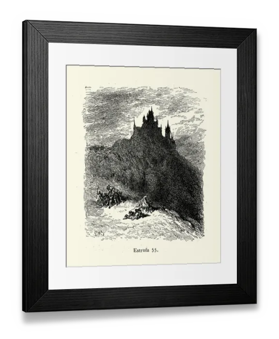 Framed Print : Knights fighting in front of a castle, Medieval Chivalric romance Framed Print : Knights fighting in front of a castle, Medieval Chivalric romance