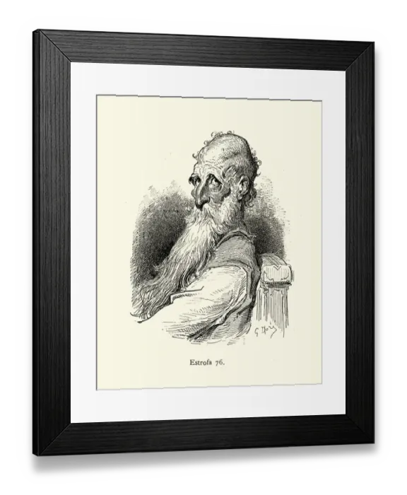 Framed Print : Character sketch of senior man with long white beard