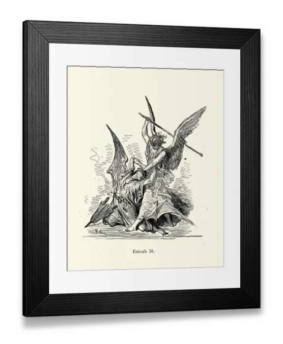 Framed Print : An angel and demon fighting, Good vs Evil Framed Print : An angel and demon fighting, Good vs Evil